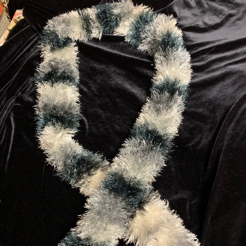 Black, white and gray fuzzy fashion scarf